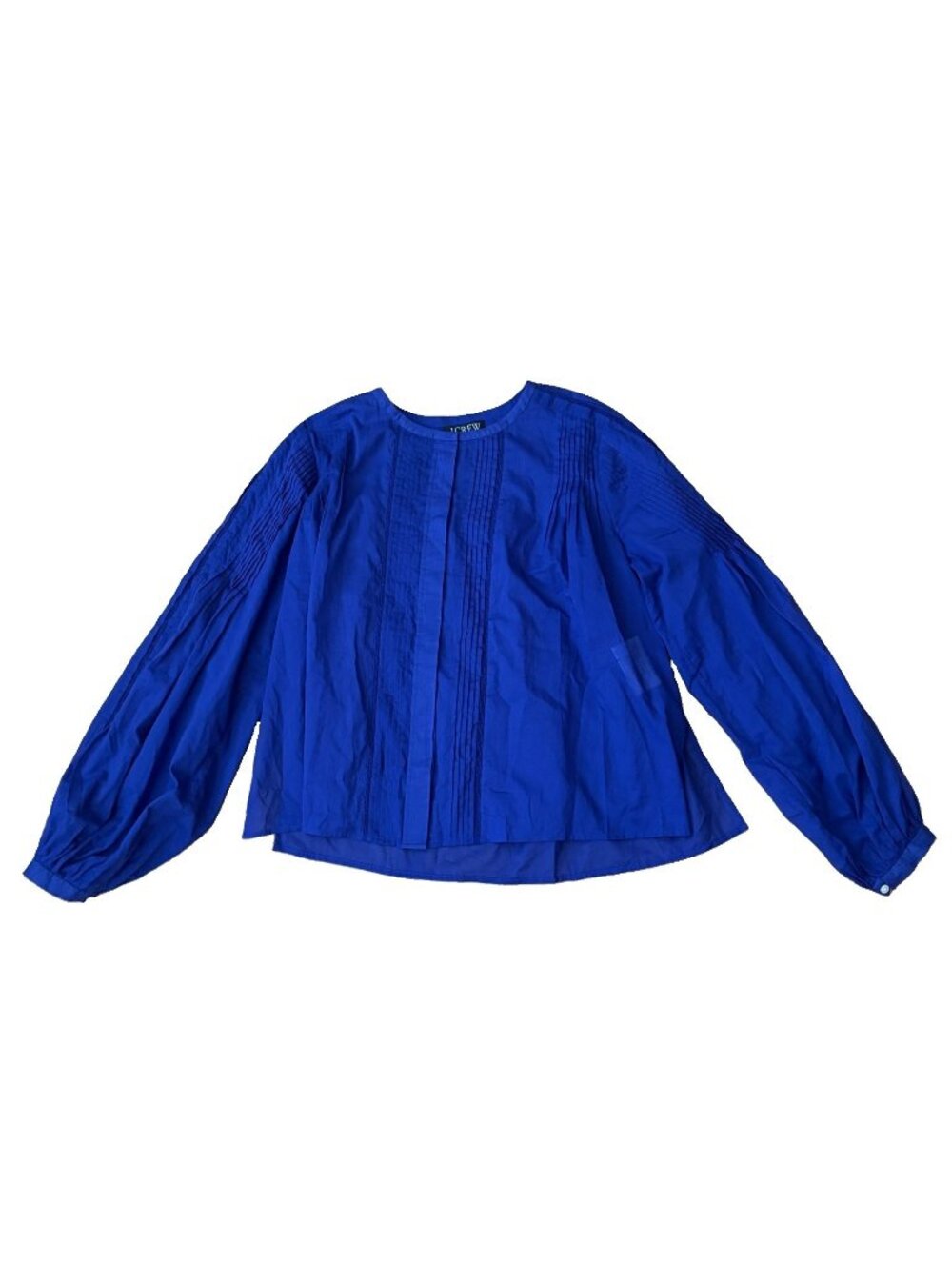 J.Crew Blouse Womens Small Violet Round Neck Long Sleeve Pleated Front Button